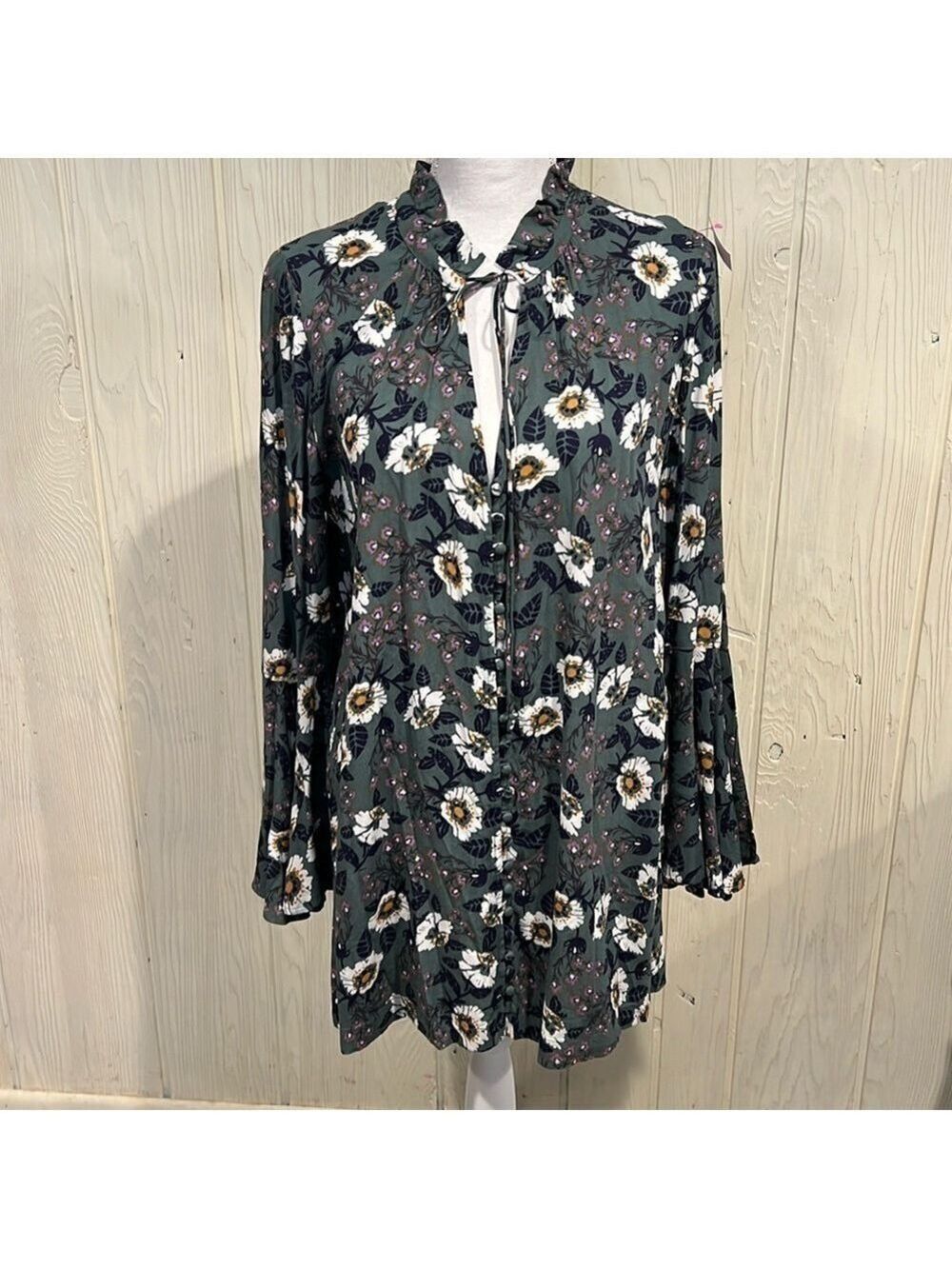 Free People Magic Mystery Green Boho Mini Dress XS